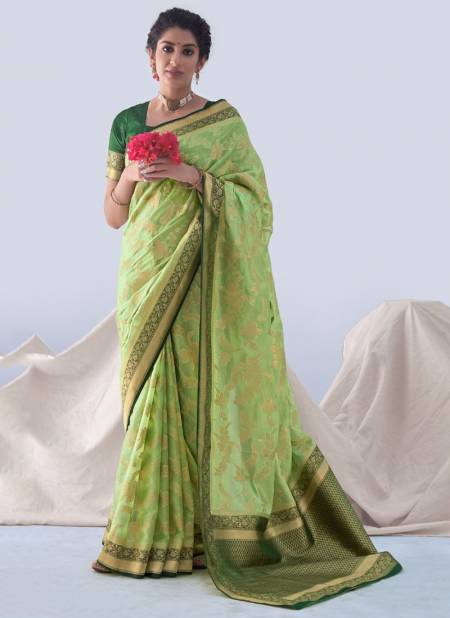 Light Green Colour Manjuba Madhushree New Latest Designer Ethnic Wear Silk Saree Collection 18003